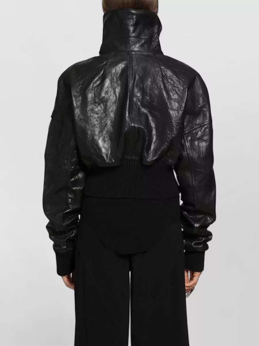 Rick Owens Leather Cropped Padded Bomber Jacket