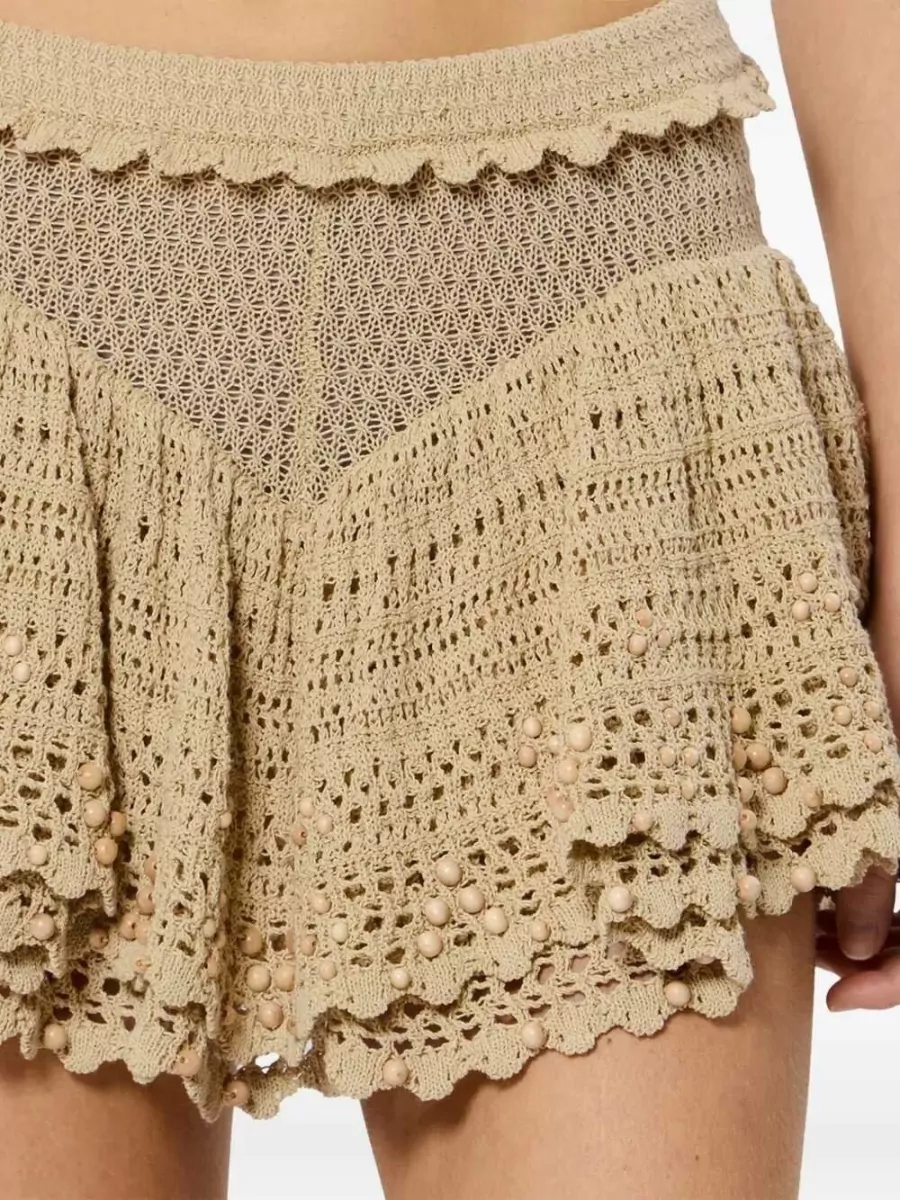 Isabel Marant Cotton Beaded Crochet Mini Skirt