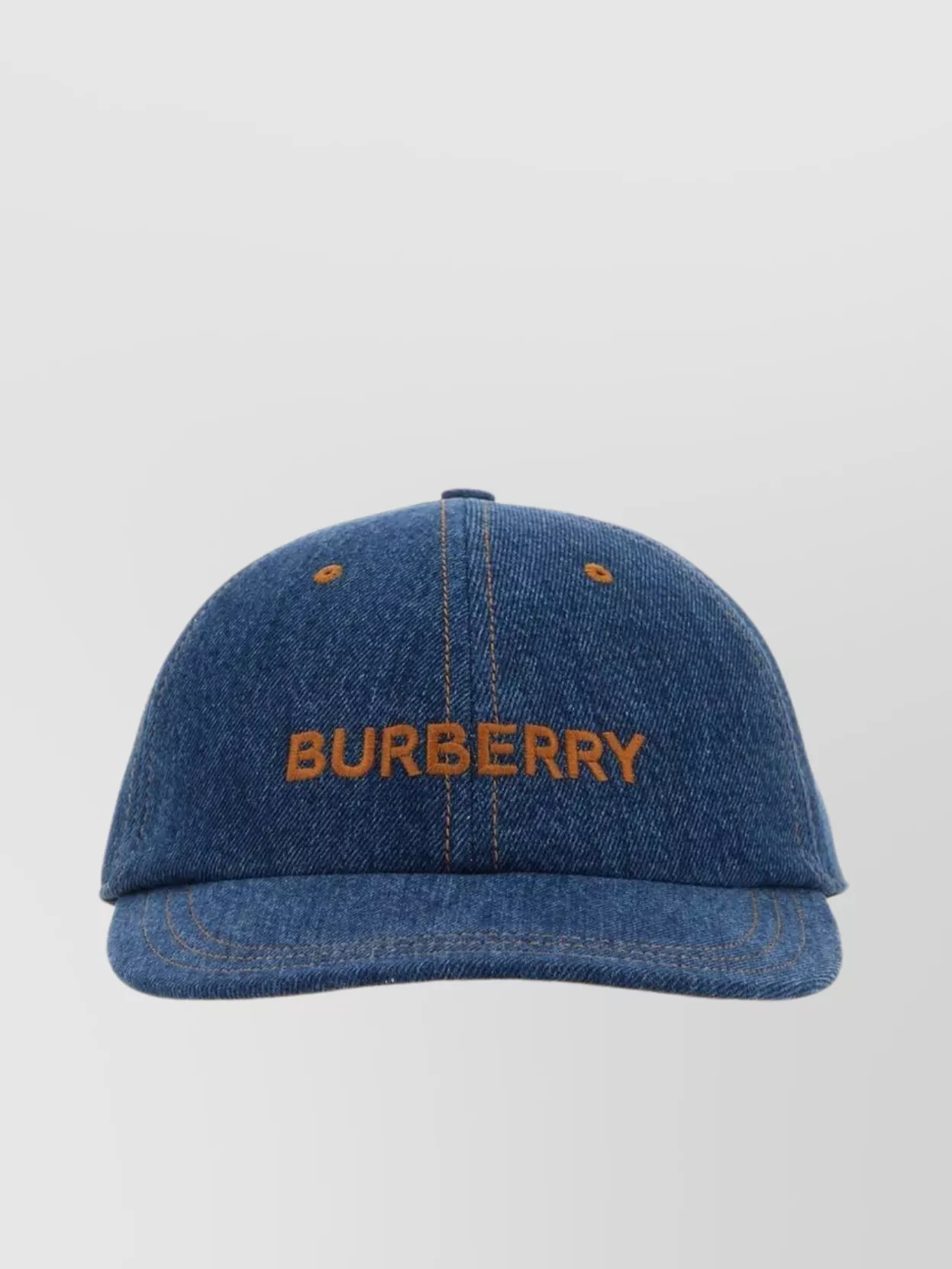 Shop Burberry Curved Visor Denim Cap In Blue