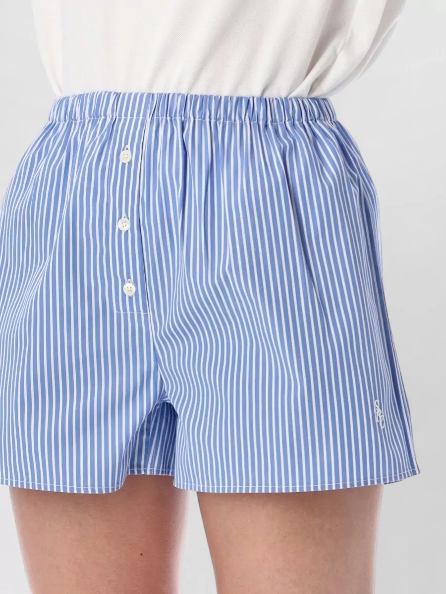 Sporty & Rich Cotton Striped Poplin Boxer Shorts