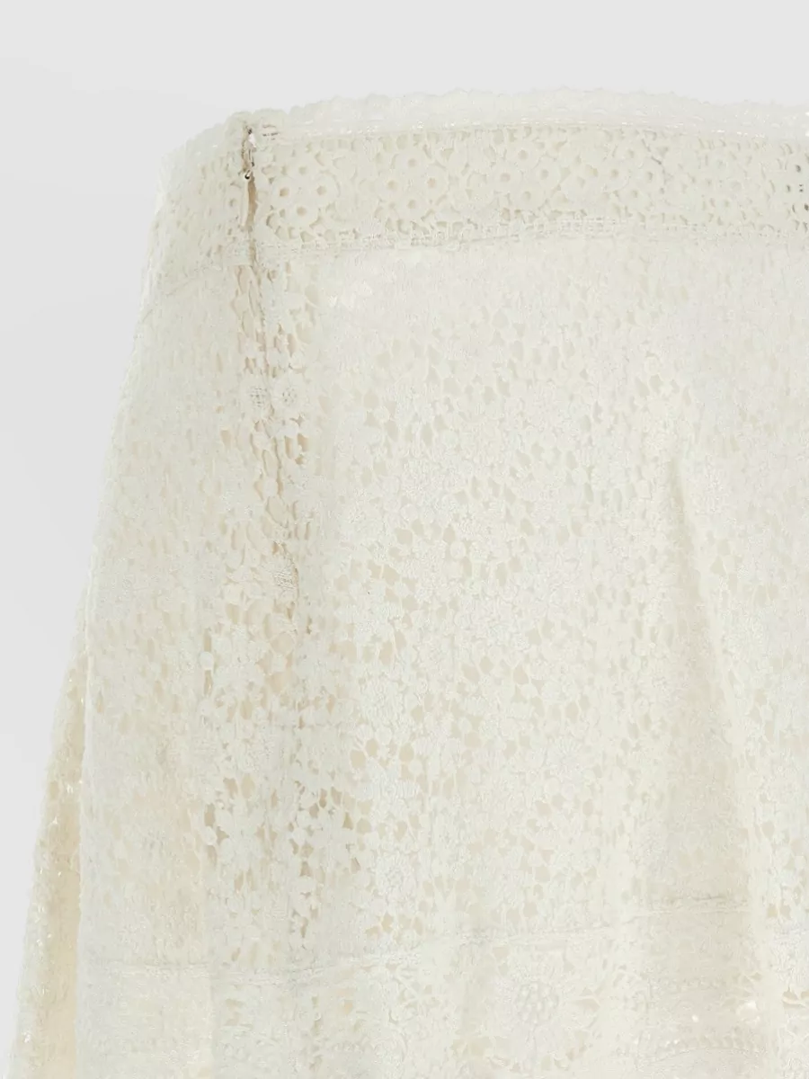 Isabel Marant Hanta Skirt Elastic Waist Lace Flowers Hem