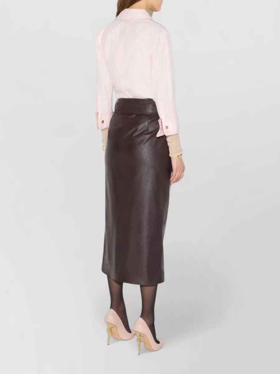 Elisabetta Franchi Faux Leather Midi Wrap Skirt