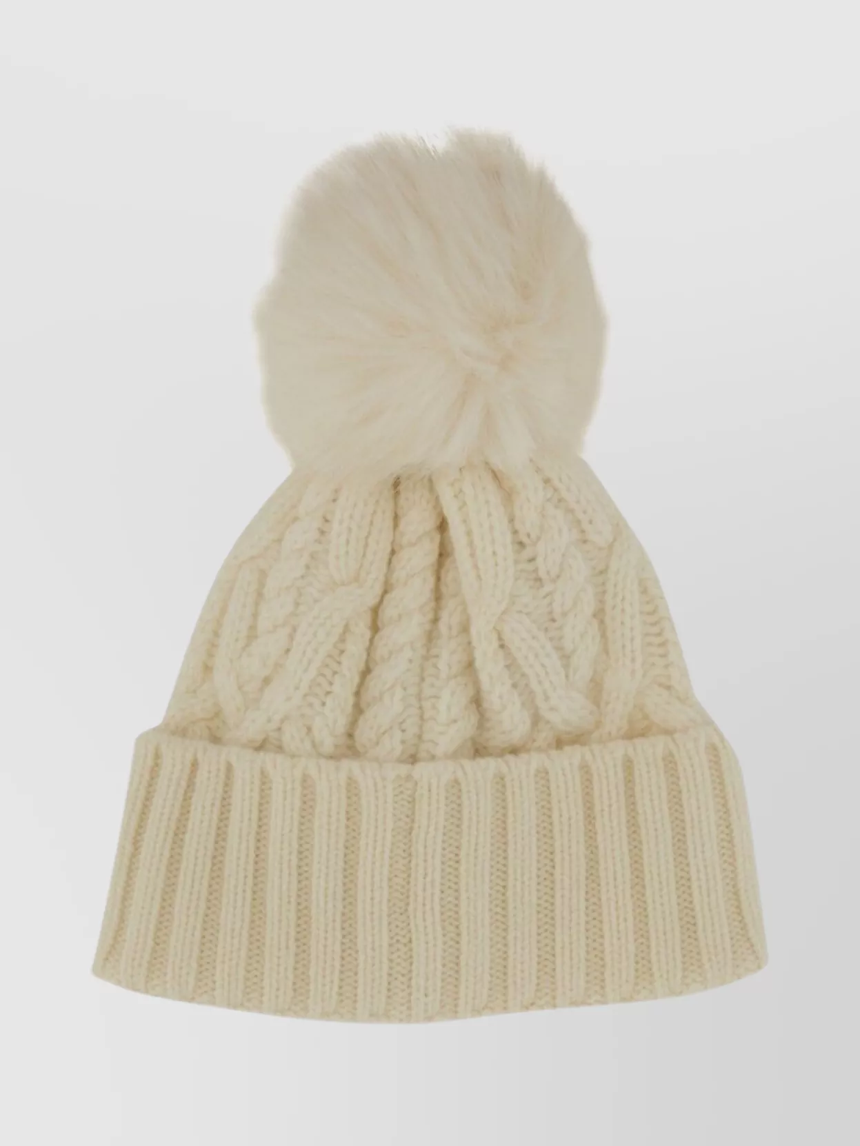 Moncler Cozy Cable Knit Hat Pom-pom In Neutral