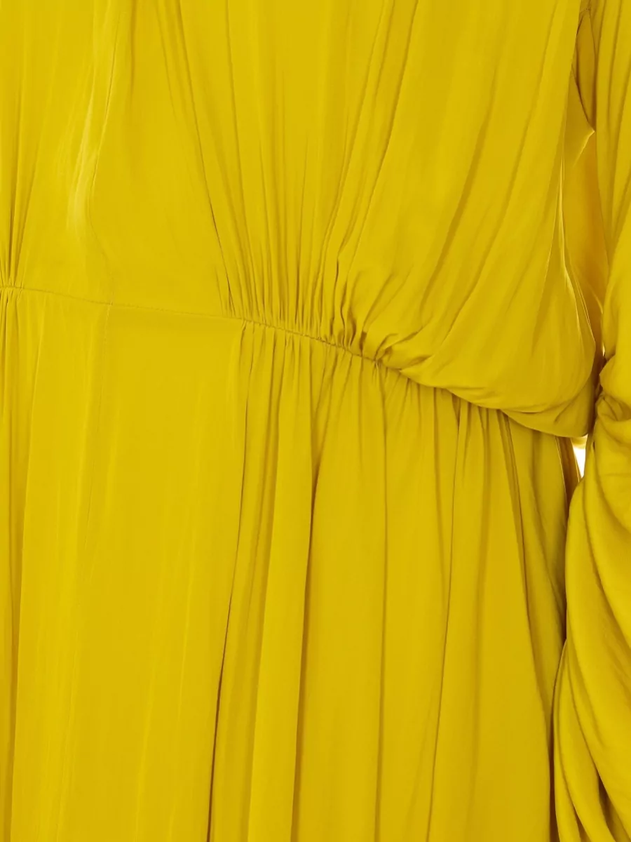 Lanvin Dress Flared Silhouette Pleated Lace Bow