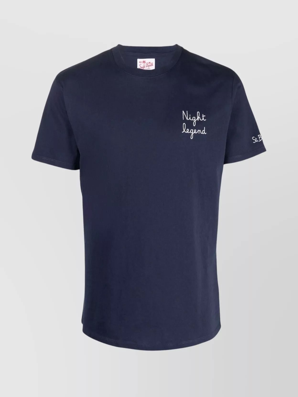 Mc2 Saint Barth Crew Neck Embroidered Detail Short Sleeves In Blue