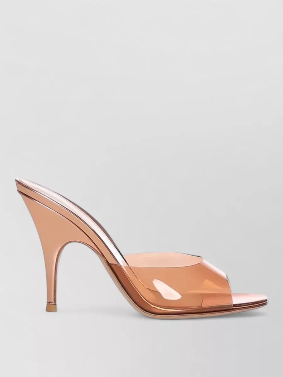Gianvito Rossi Glass Metal Mid Heel Peep Toe Sandals