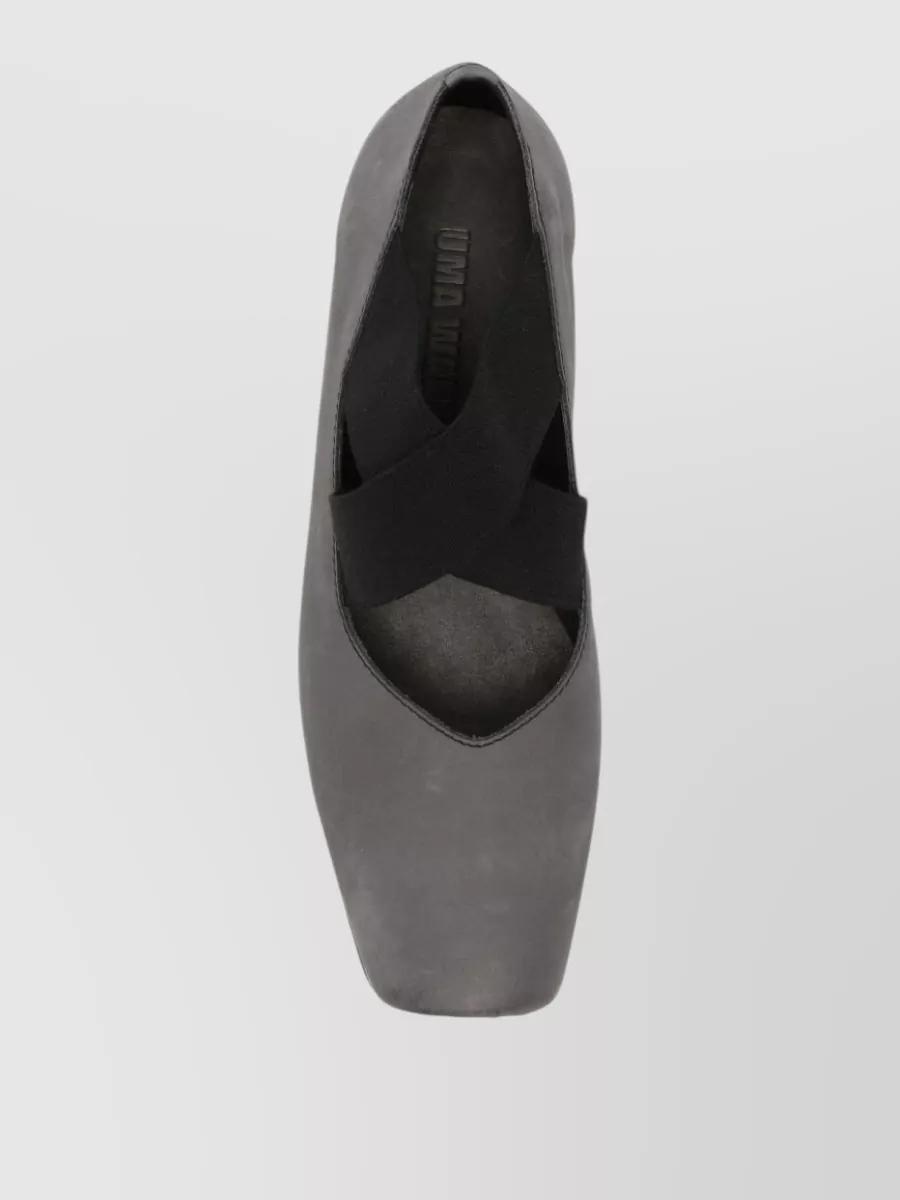 Uma Wang Leather Crisscross Strap Square-Toe Ballerina Shoes