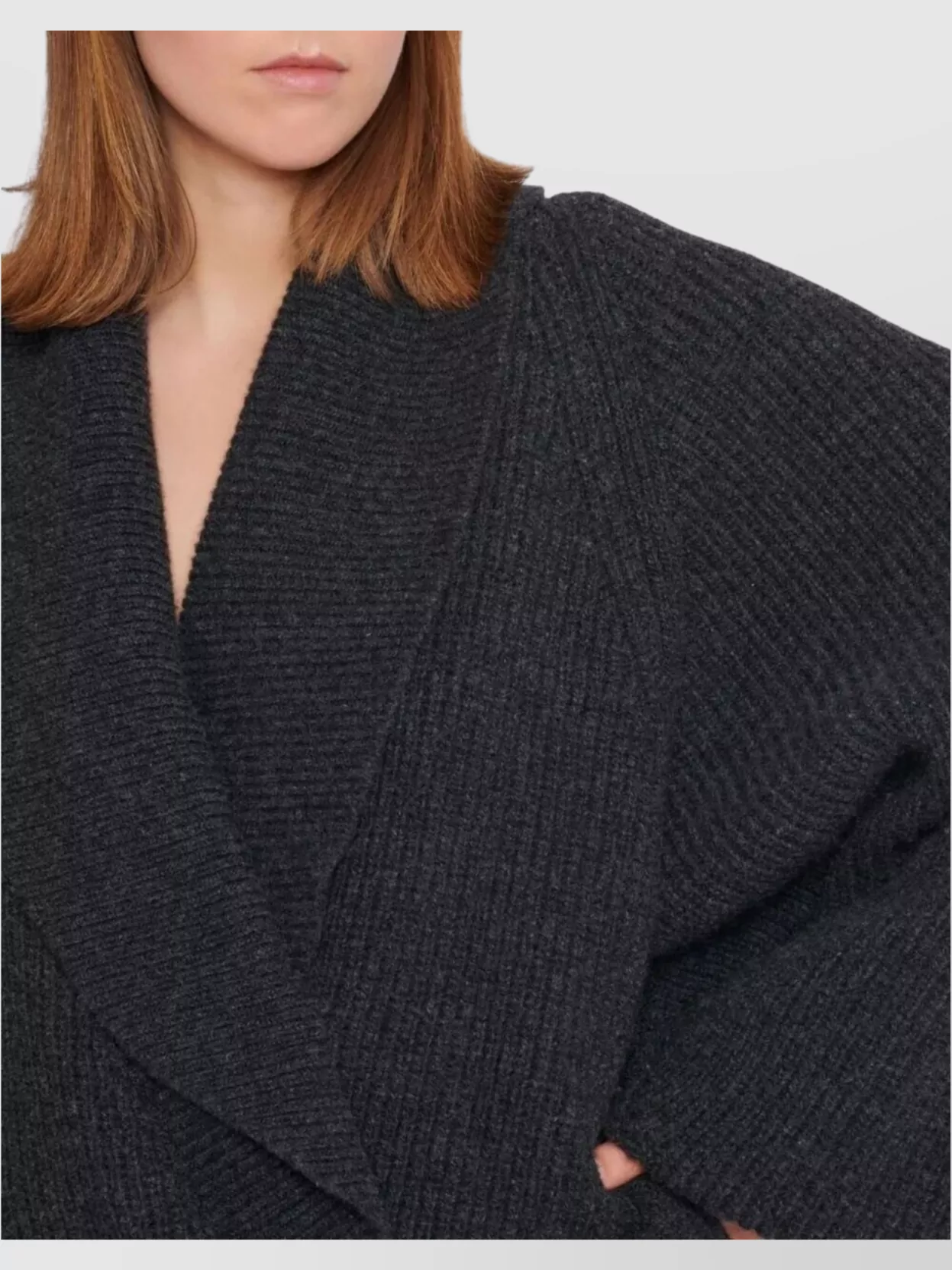 Balmain Oversized Ribbed Knit Pullover With Shawl Collar