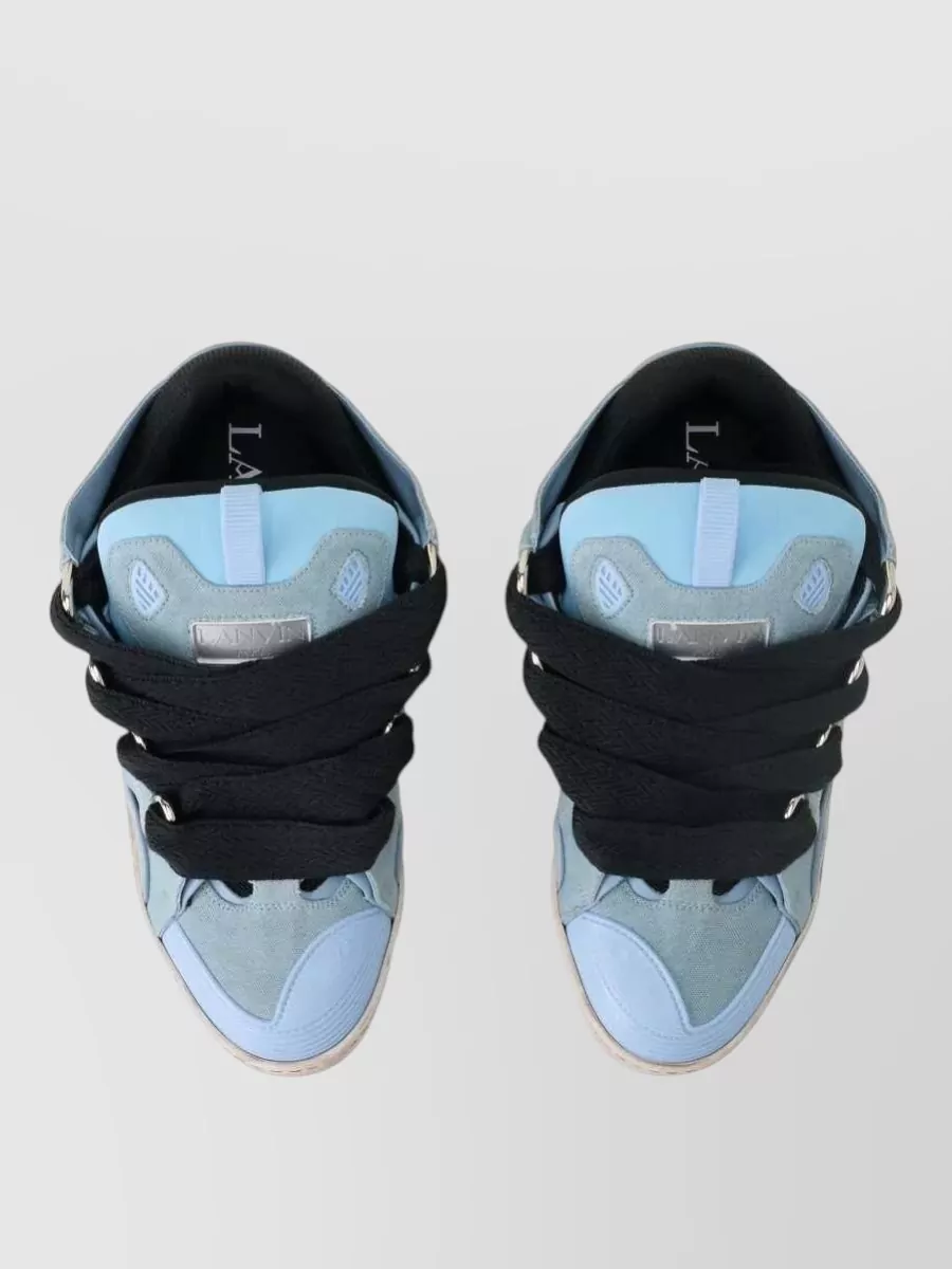 Lanvin Canvas And Calf Leather Low-Top Sneakers