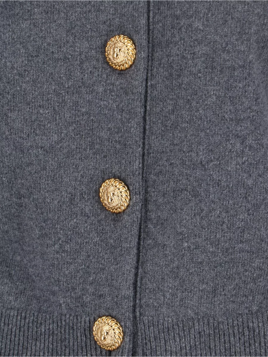 Balmain Knit Sweater Crewneck Gold Tone Buttons