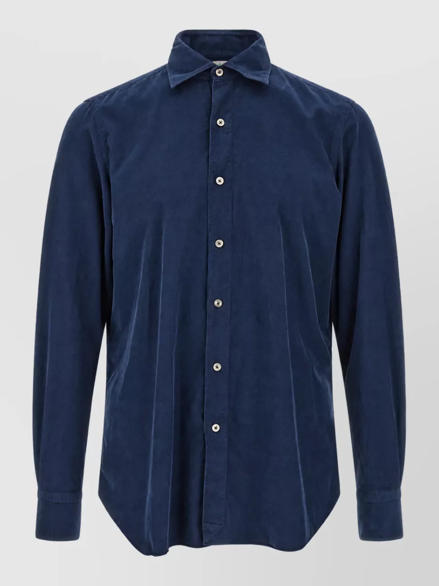 Finamore 1925 Cotton Velvet Ribbed Shirt