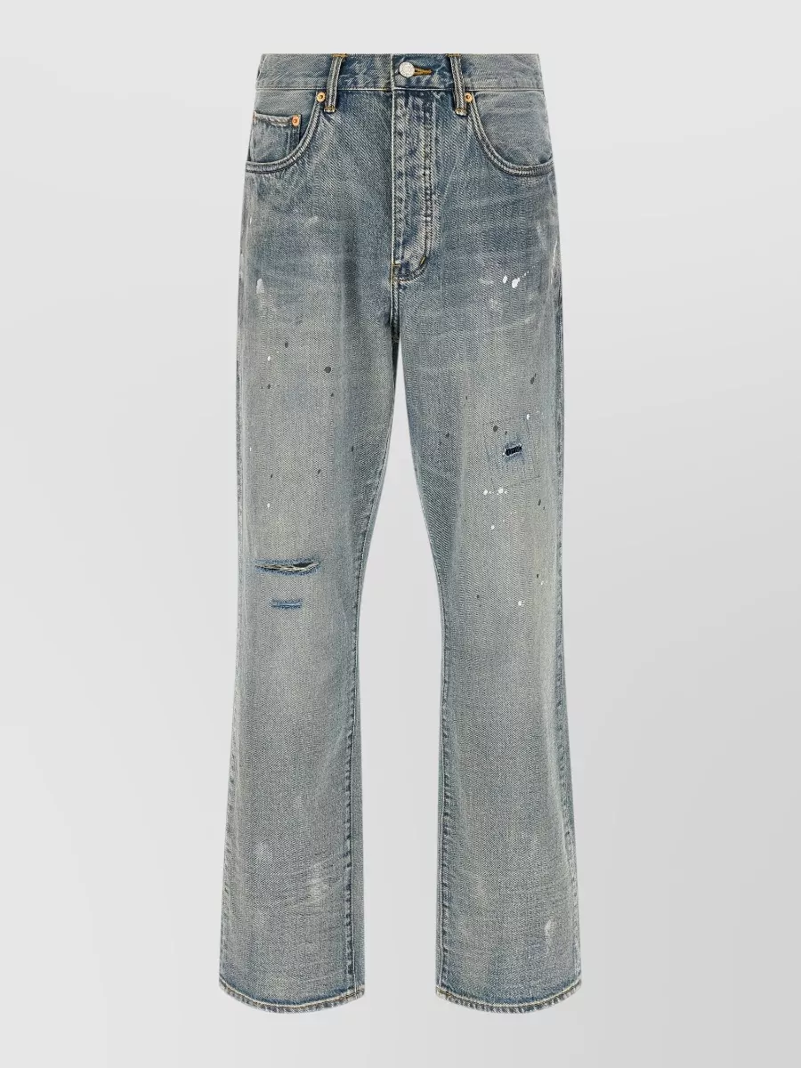 Purple Denim Mid-Rise Straight-Leg Jeans