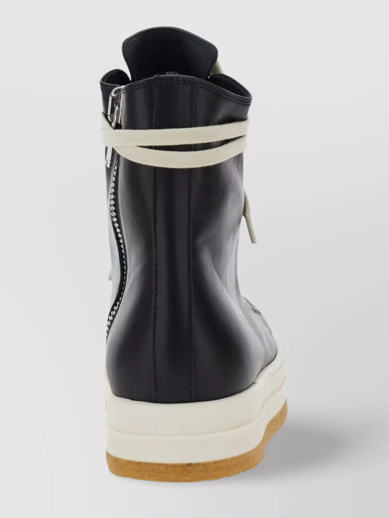 Rick Owens Leather High-Top Sneakers With Contrast Platform Sole