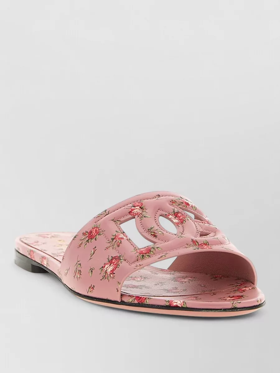 Dolce&Gabbana Leather Logo Cutout Slides