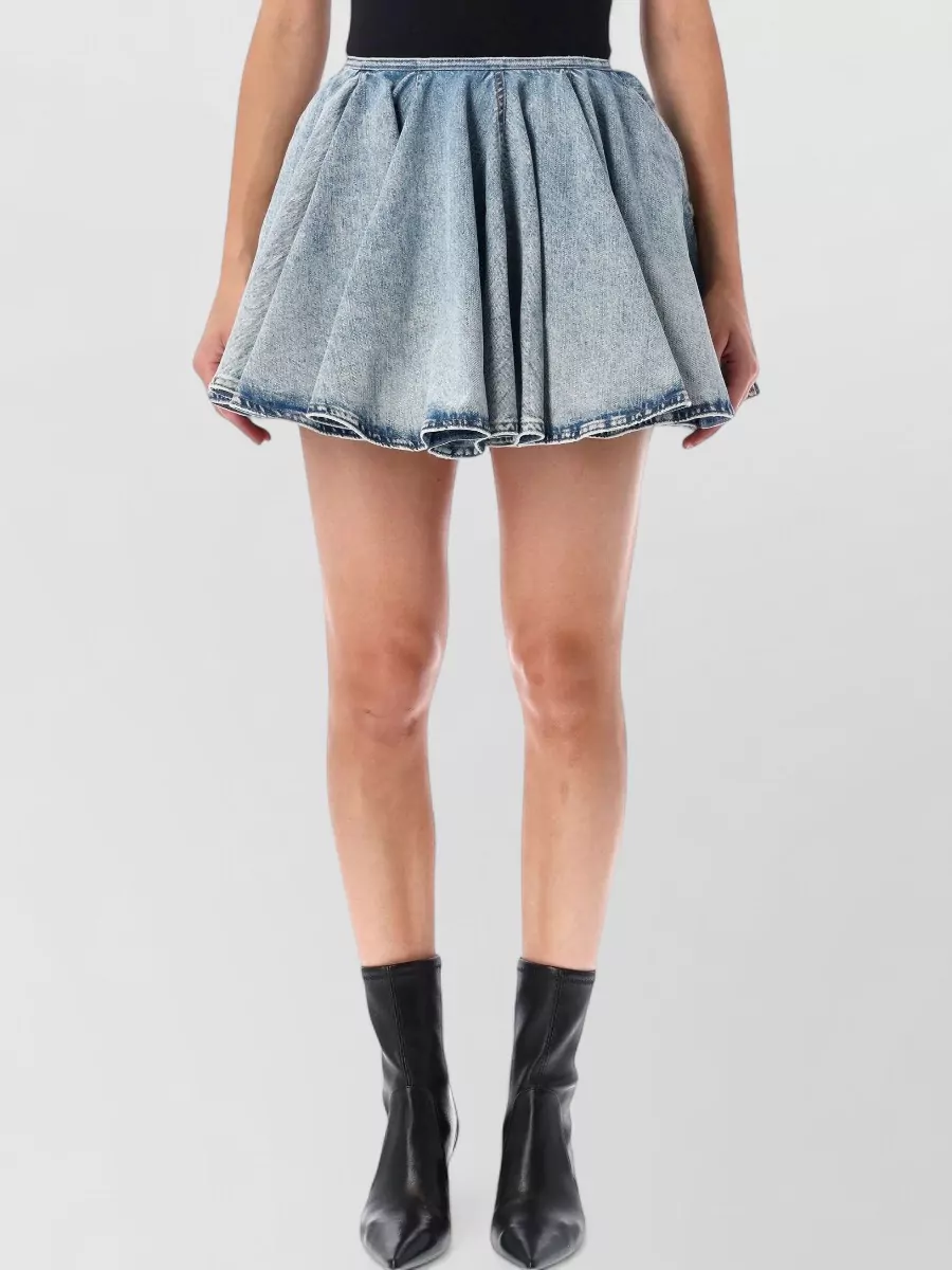 Haikure Denim Flared Mini Skirt