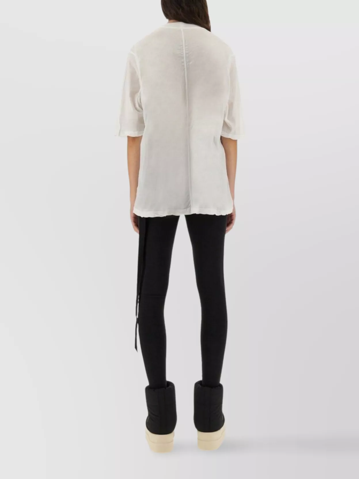 Rick Owens Drkshdw Sheer Fabric Round Neck Top With Side Tie