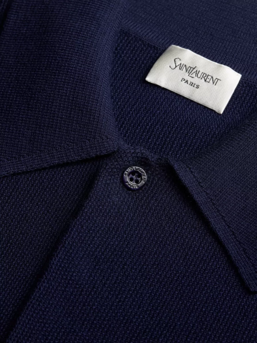 Saint Laurent Ribbed Trim Cotton Short-Sleeve Polo Shirt