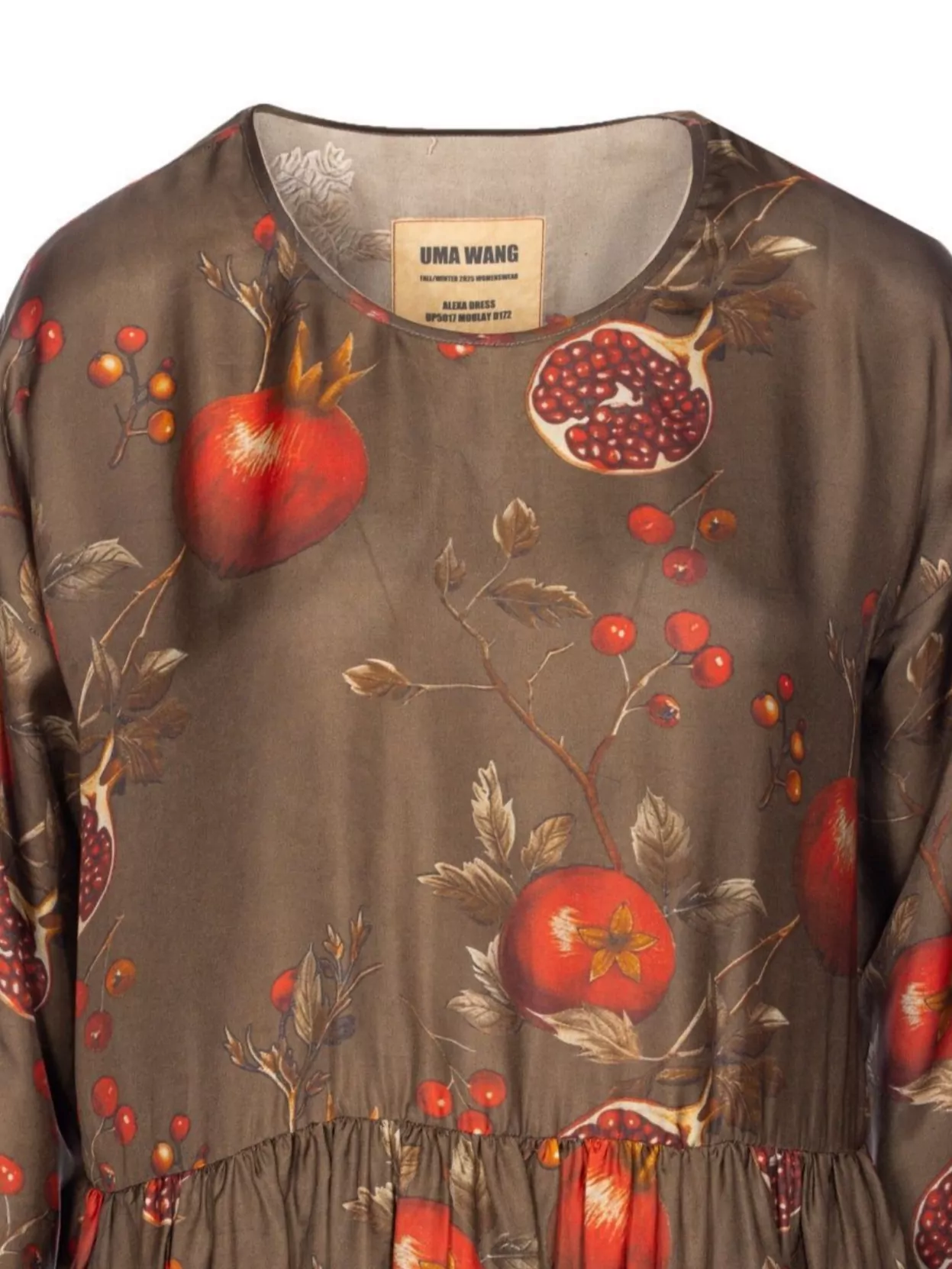 Uma Wang Crewneck Long Sleeves Fruit Print Dress