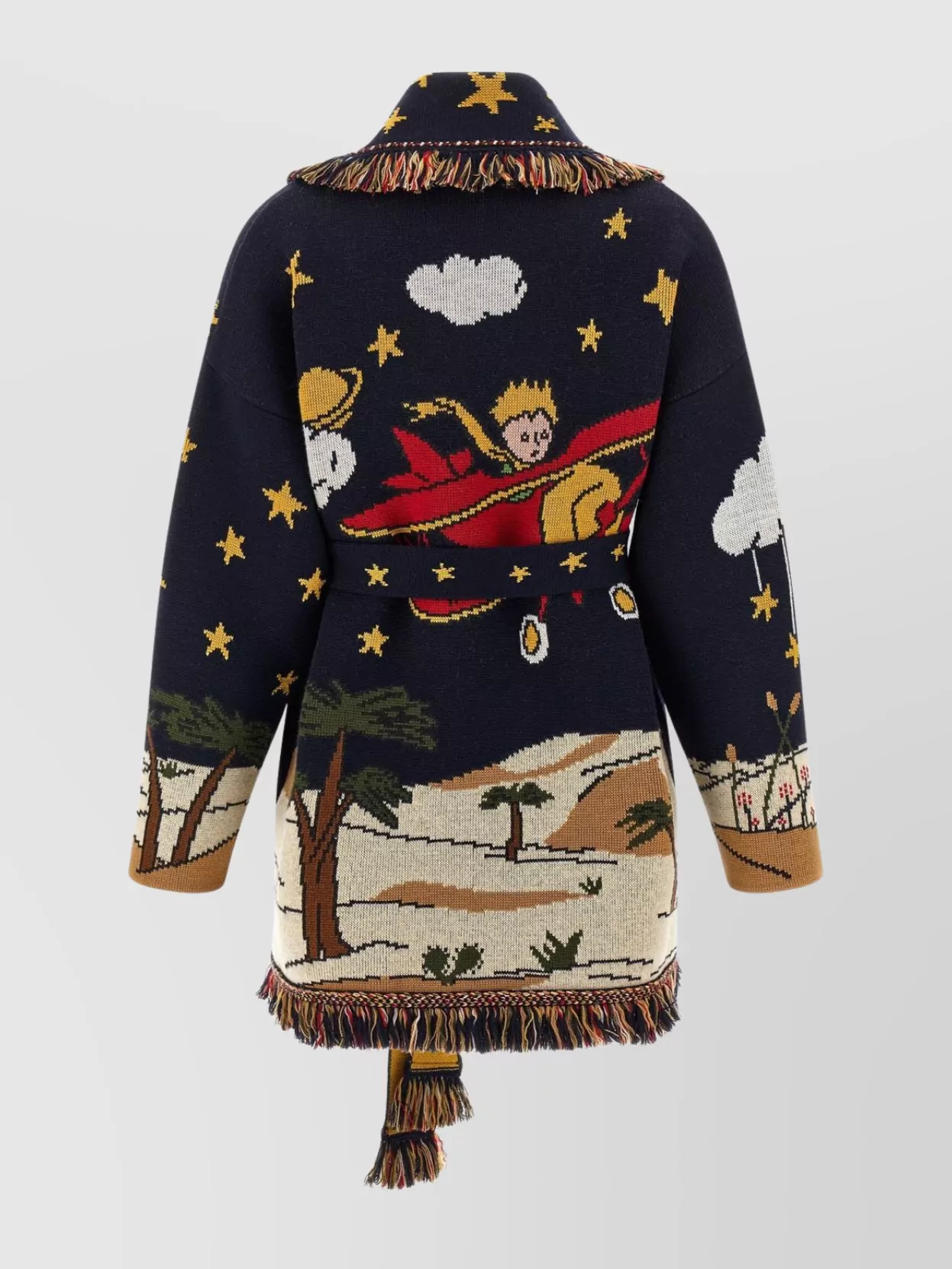 Alanui The Little Prince Long Cardigan With Fringe In Blue