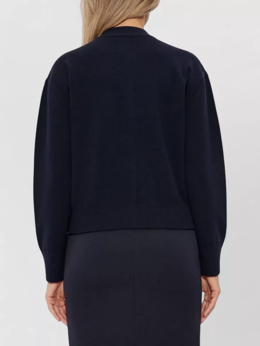 Max Mara Wool Cardigan Cropped High Neck Long Sleeves