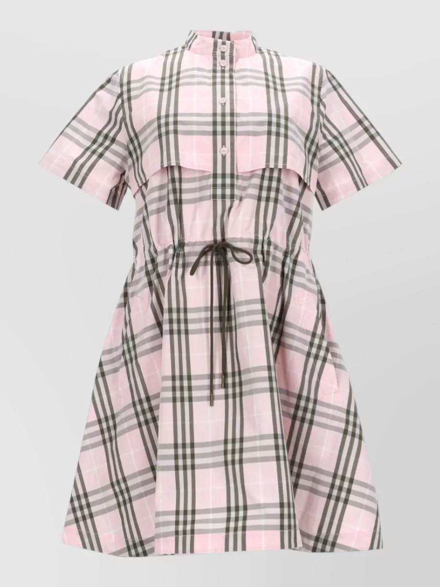 Burberry Cotton Checked Shirt Mini Dress