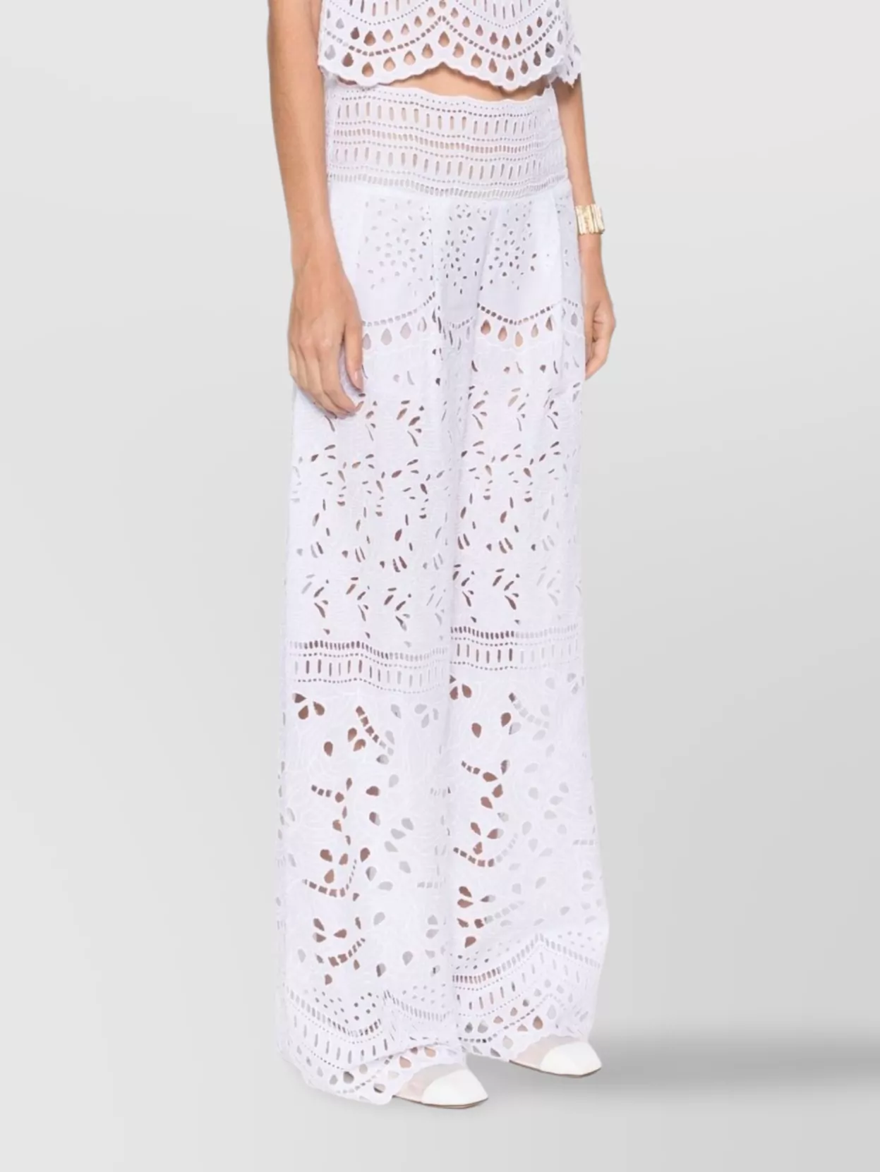 Ermanno Scervino Wide Leg Lace Trousers With Sheer Crochet Detailing