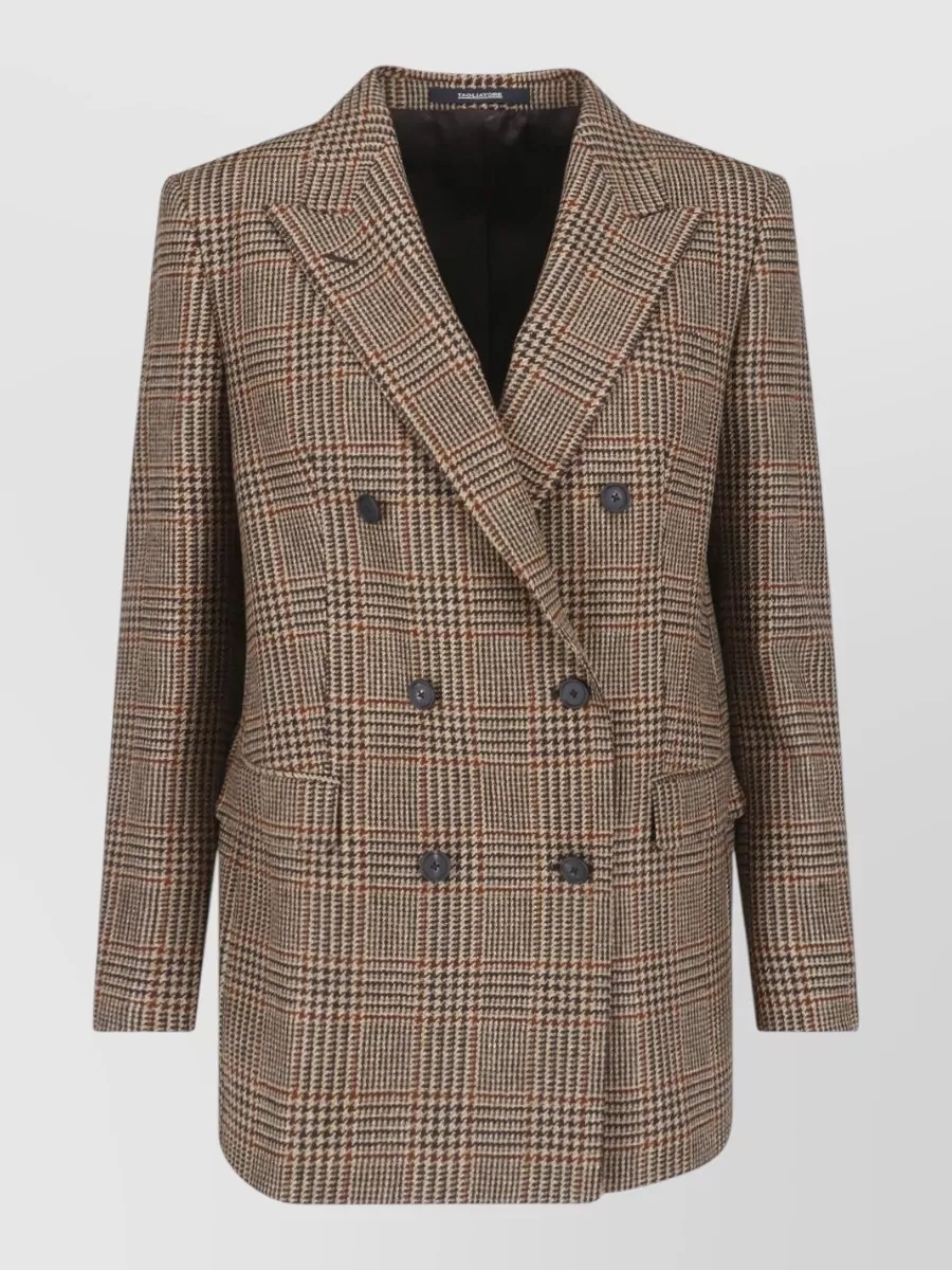 Tagliatore wool cashmere checked oversized double-breasted blazer