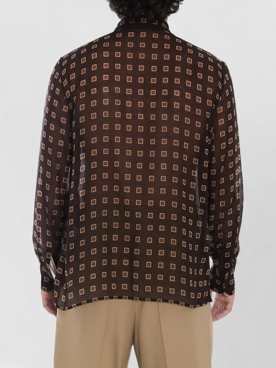 Saint Laurent Geometric Pattern Skinny Wool Shirt