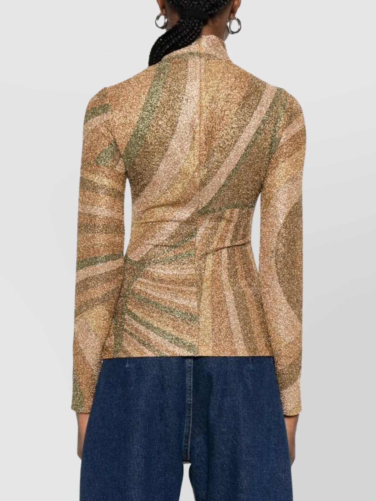 Pucci High Neck Long Sleeve Abstract Print Top