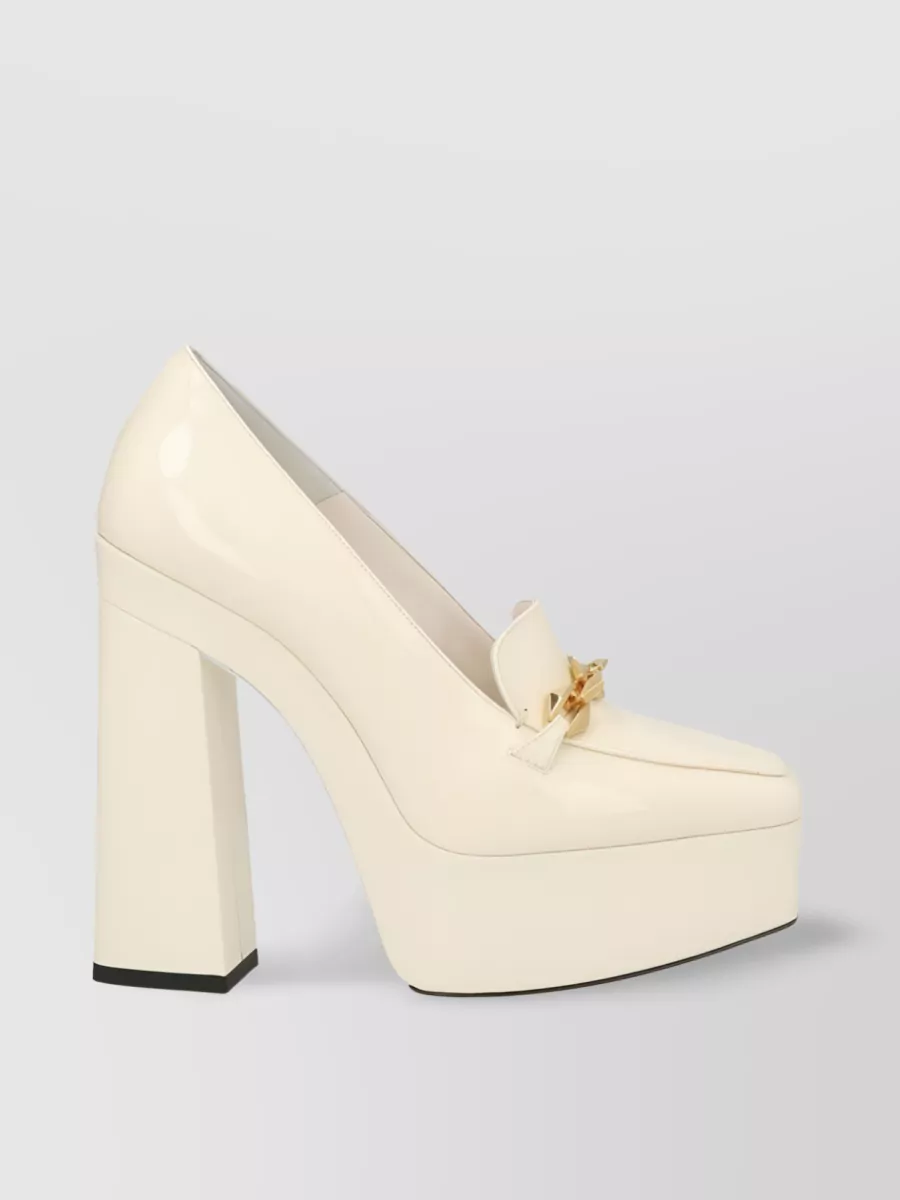 Jimmy Choo Chain-link Square-toe Pumps In Cream