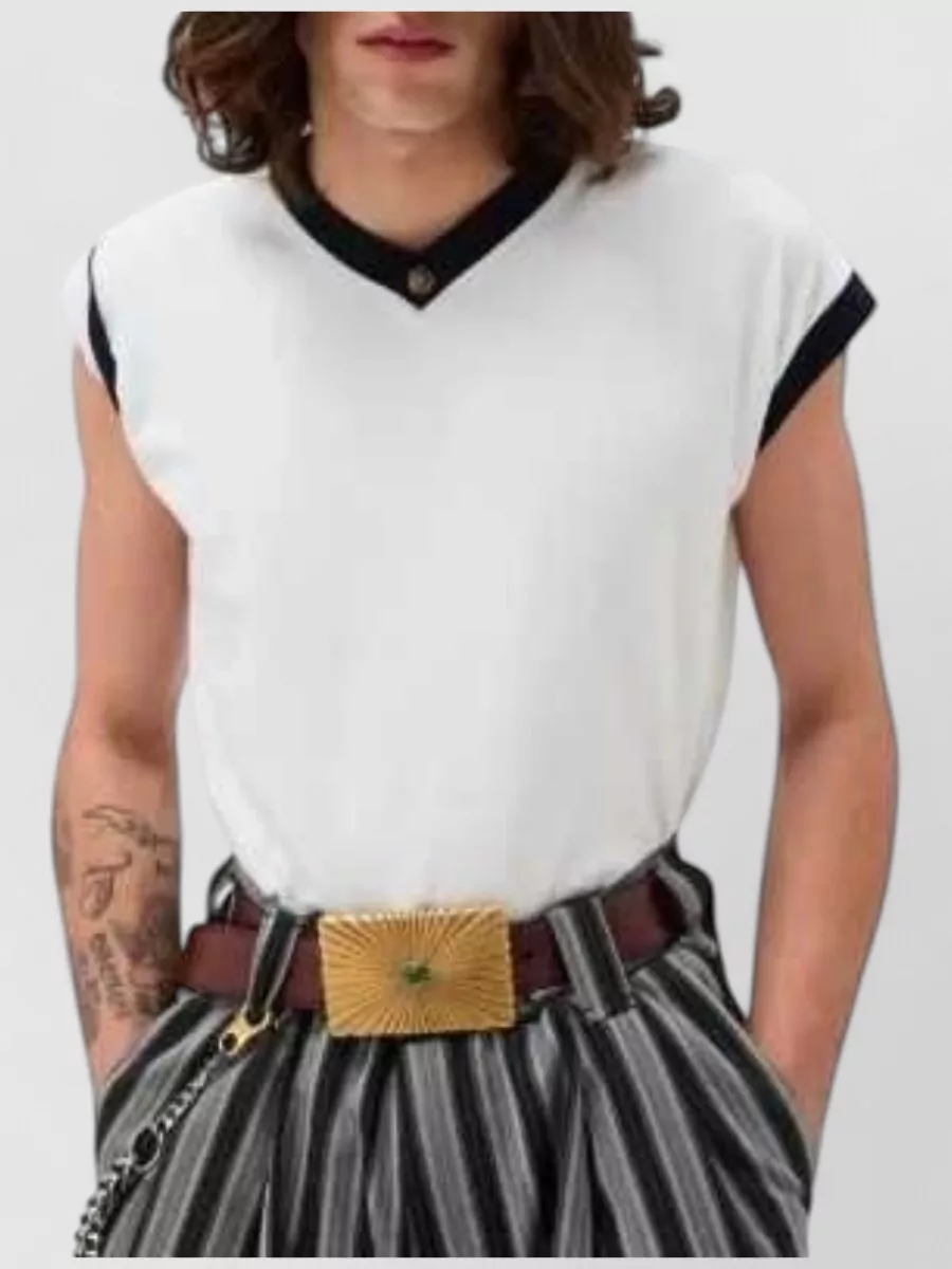 Versace Ribbed Slim-Fit V-Neck Short-Sleeve T-Shirt