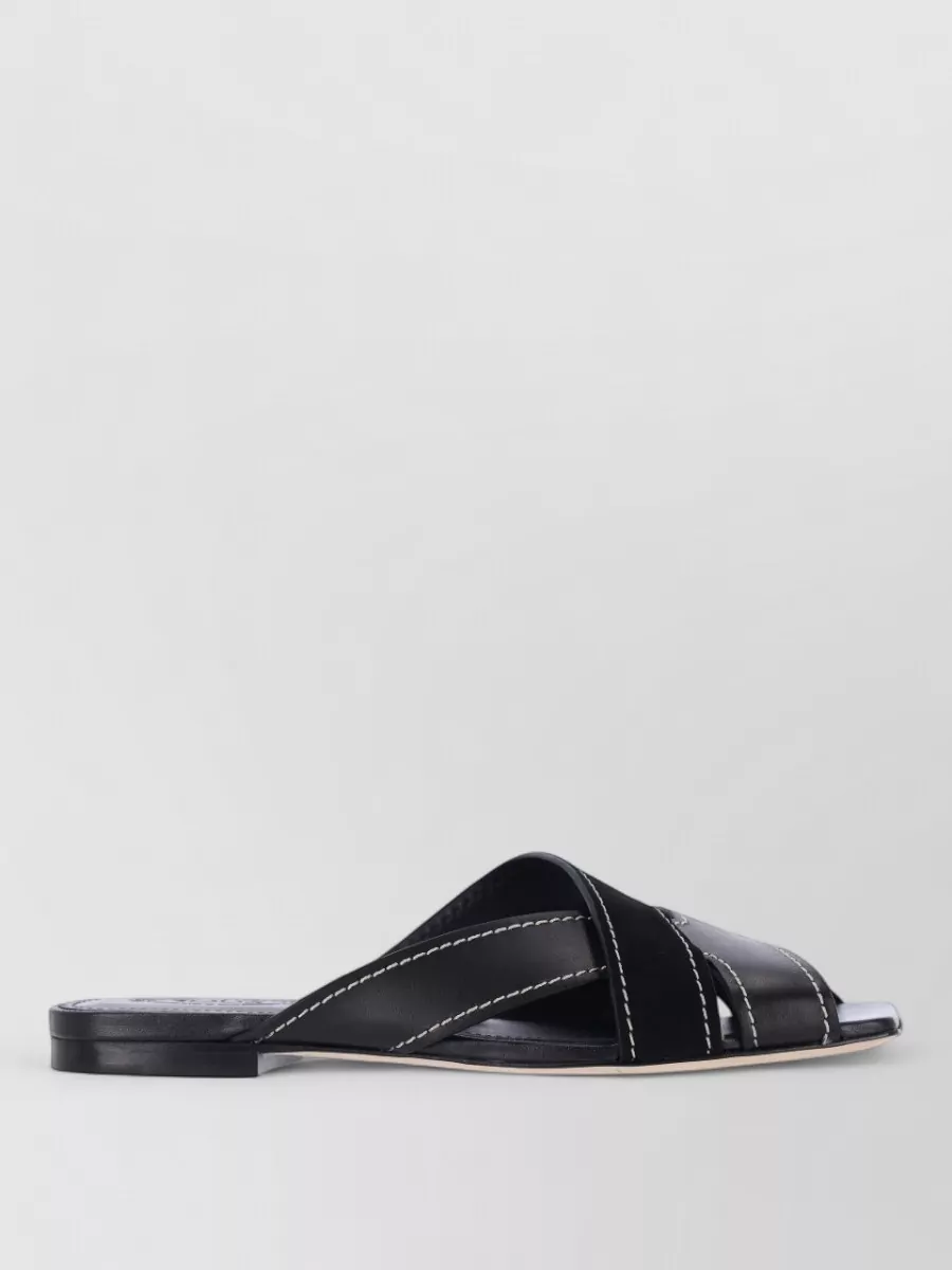 Tod's Sandals Open Toe Flat Sole Cross Strap
