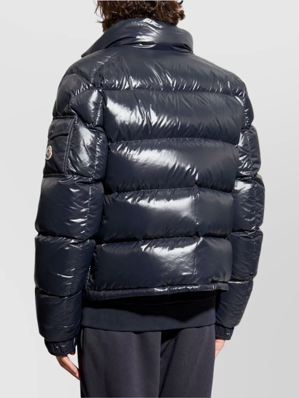 Moncler High Collar Quilted Jacket With Shiny Finish