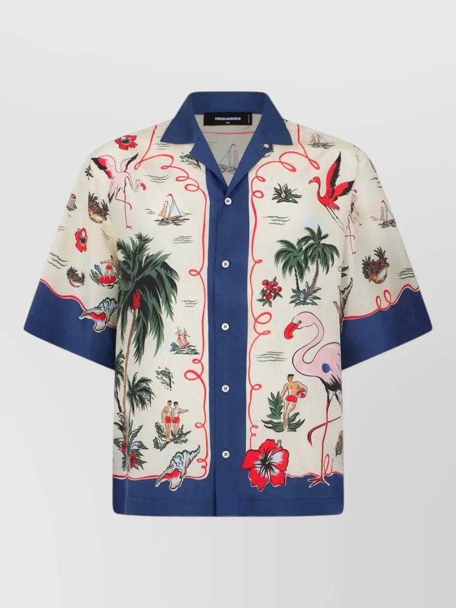 Dsquared2 Silk printed short-sleeve bowling shirt