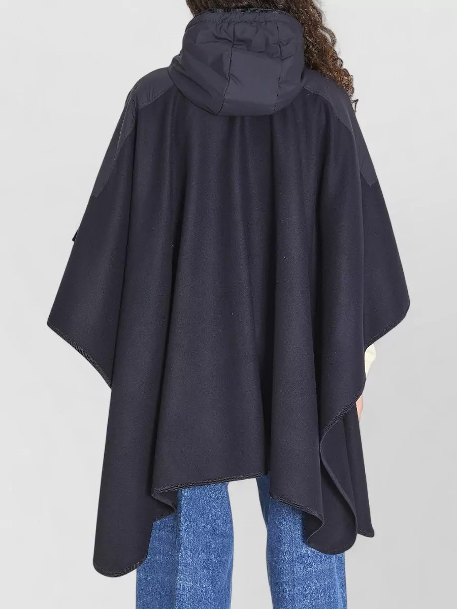 Moncler Wool Nylon Cape Hood And Pockets