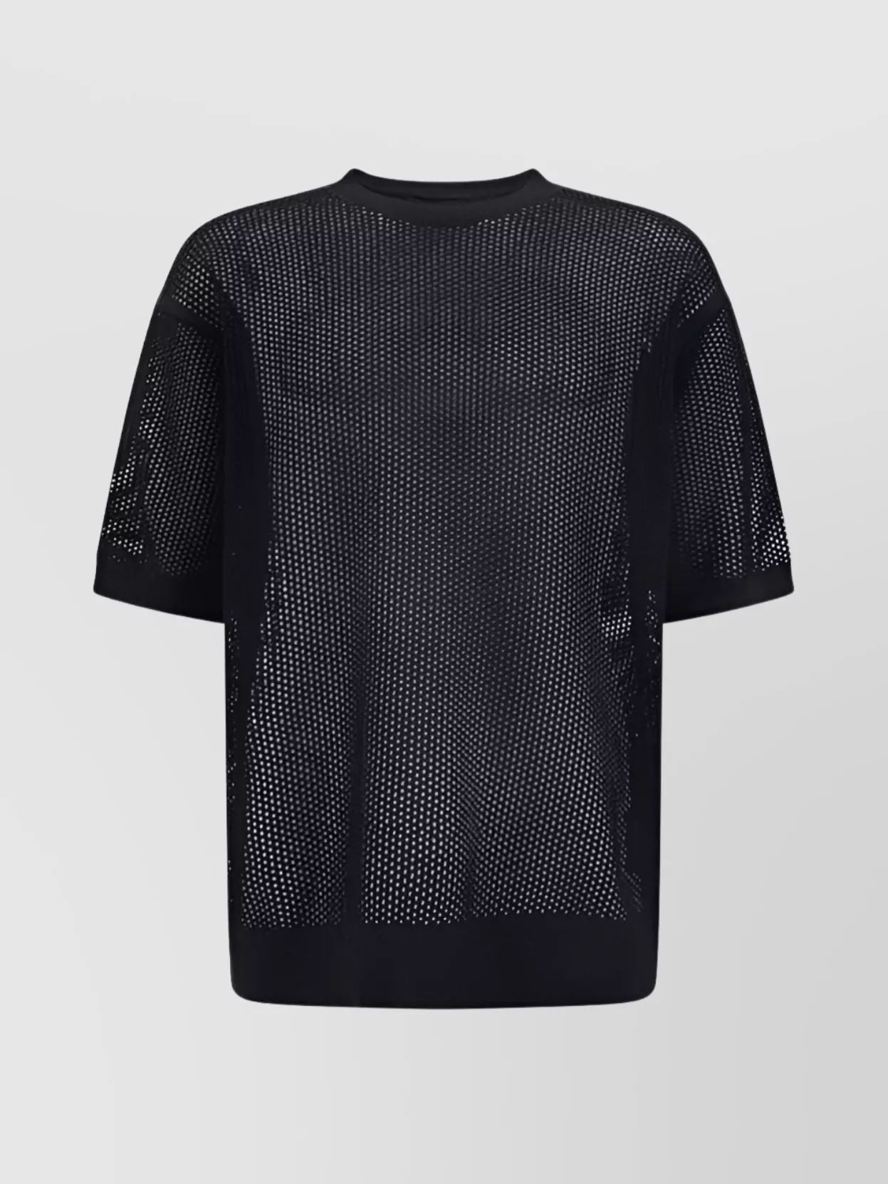 Prada Perforated Mesh Monochrome T-shirt In Black