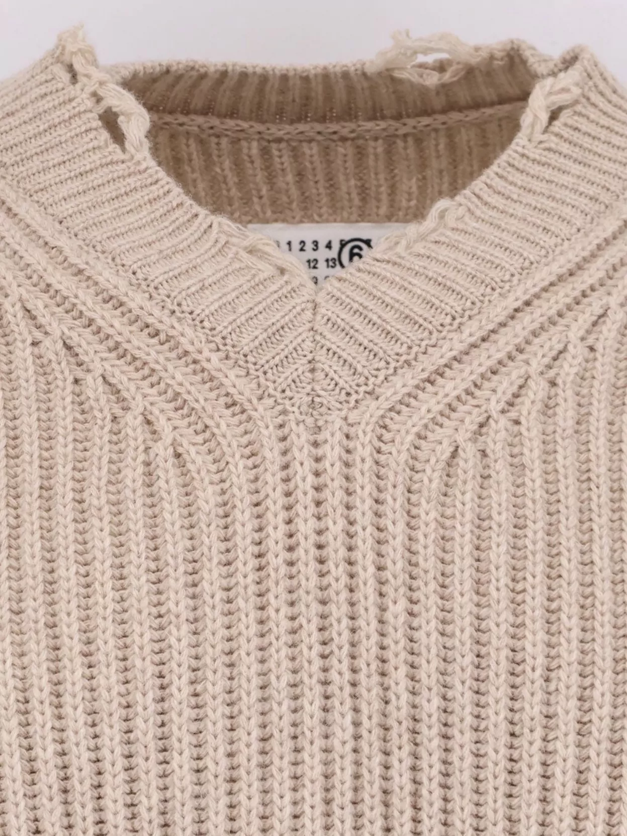 Mm6 Maison Margiela Distressed Effect Wool Blend Sweater