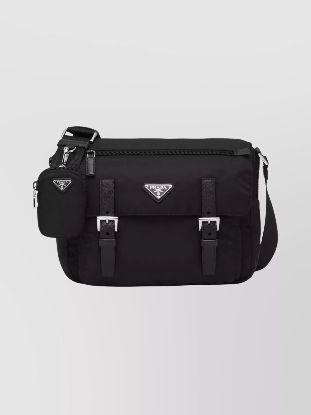 Prada Re-nylon Crossbody Bag Adjustable Strap In Black