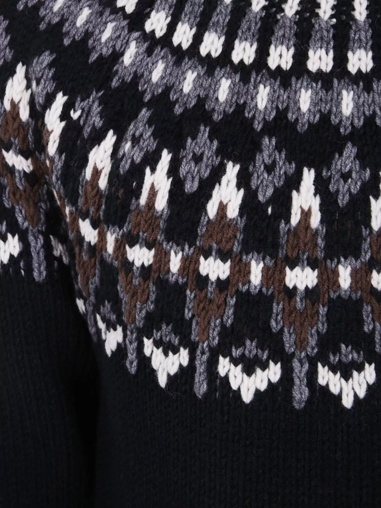 Dondup Turtle Neck Sweater With Fair Isle Pattern In Black