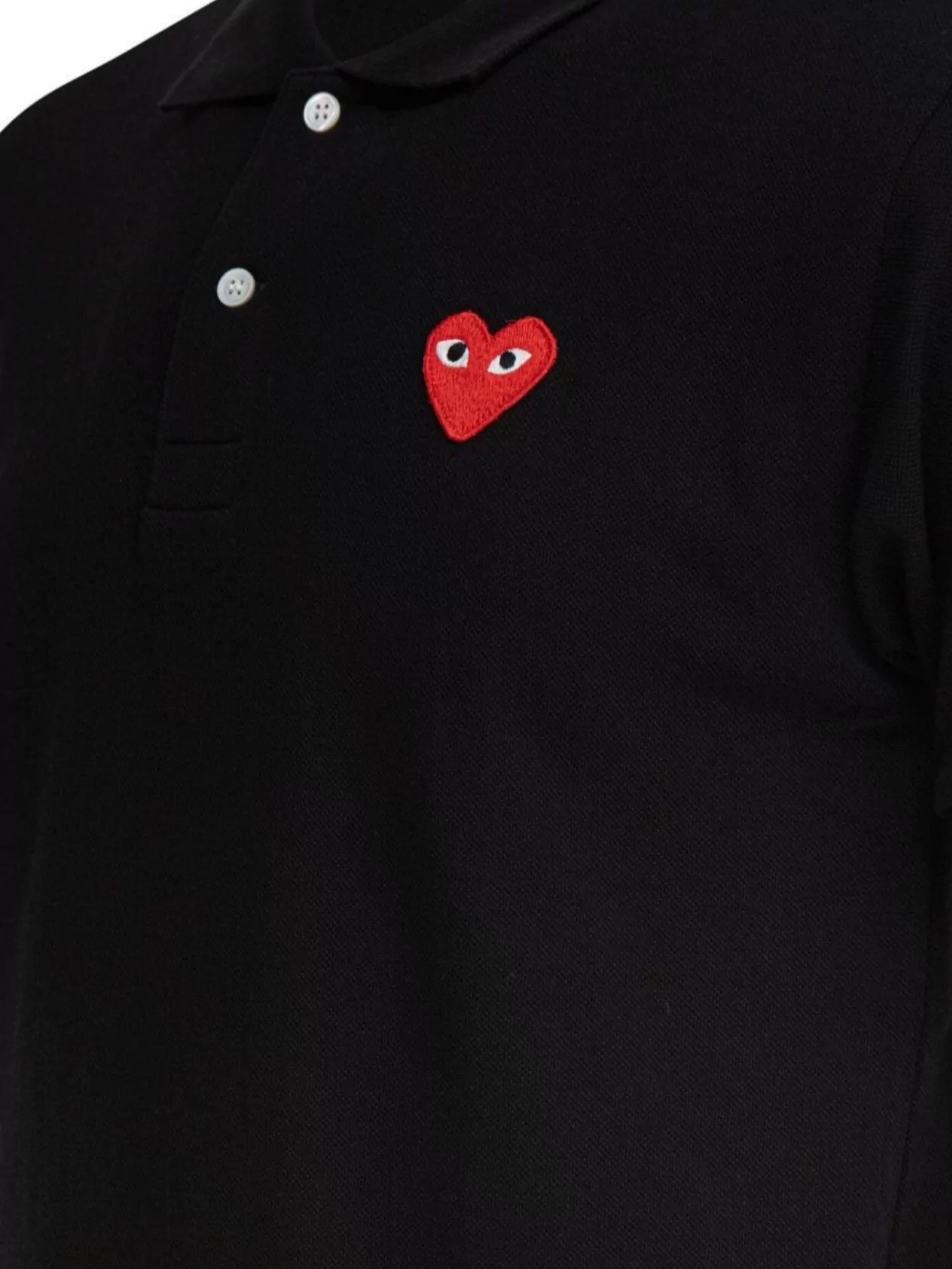 Comme Des Garçons Play Red Emblem Button-Down Polo Shirt