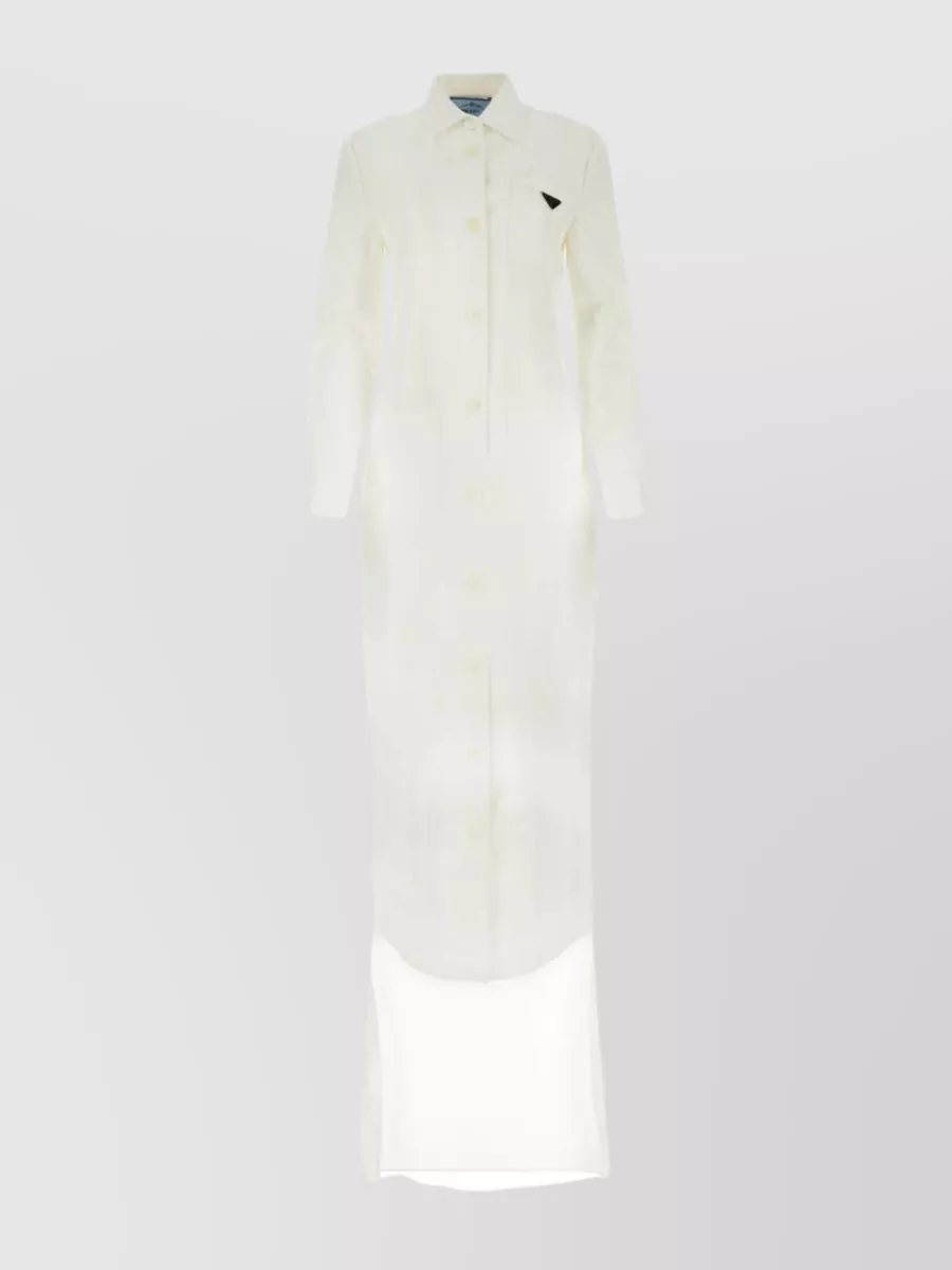 Shop Prada Back-lengthened Shirt Dress With Pockets In White