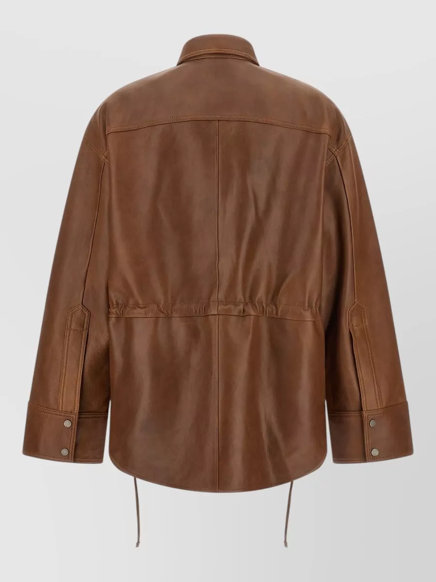 Haikure Leather Oversized Shirt Jacket