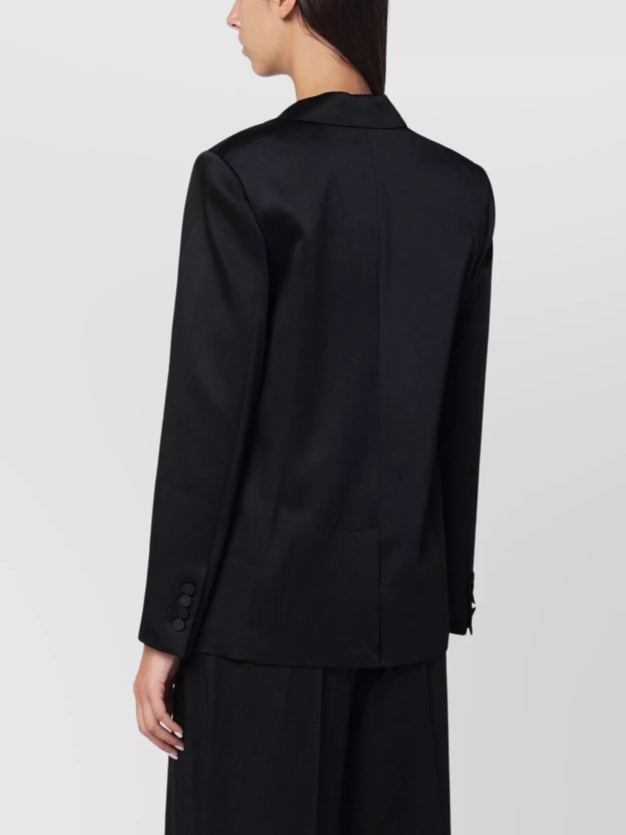 Simkhai Double Breasted Satin Jacket In Black