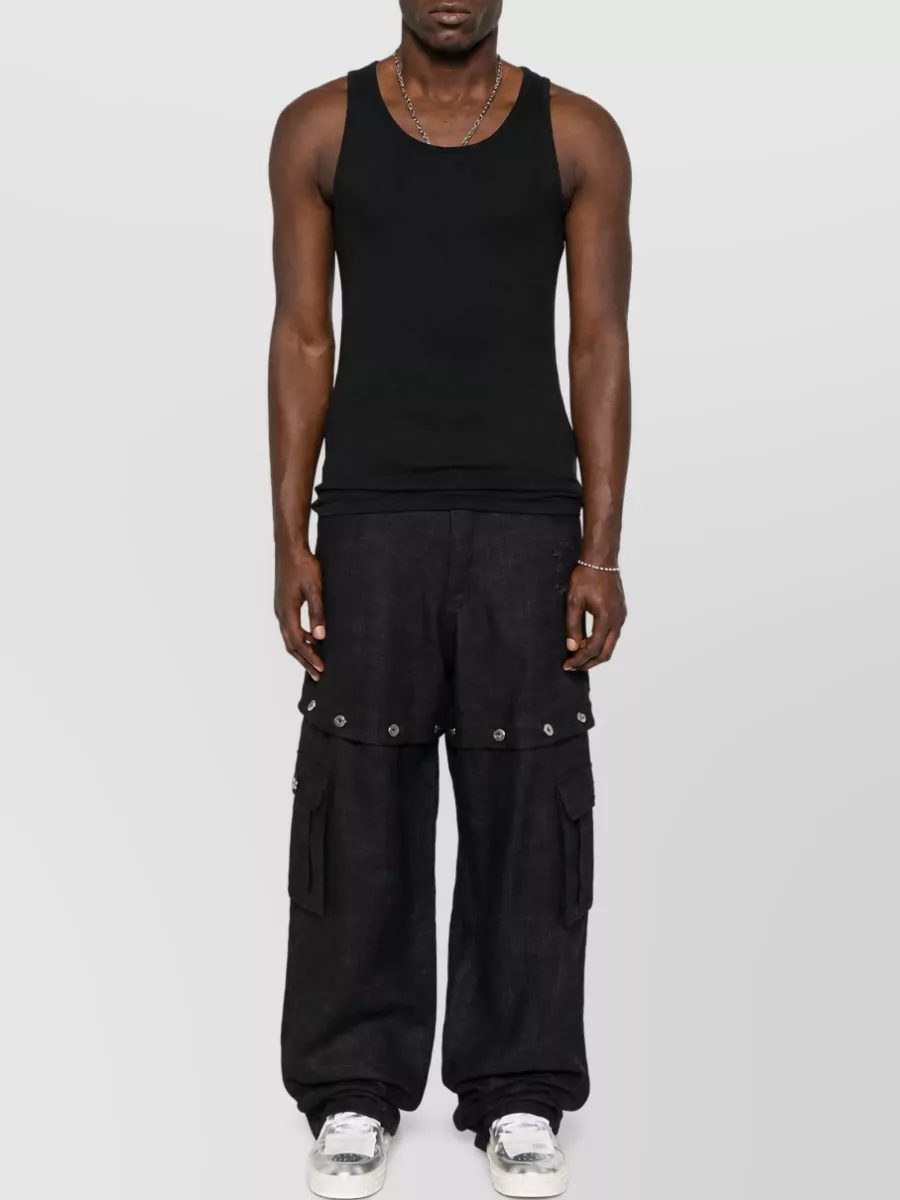 Off-White Linen Wide-Leg Trousers