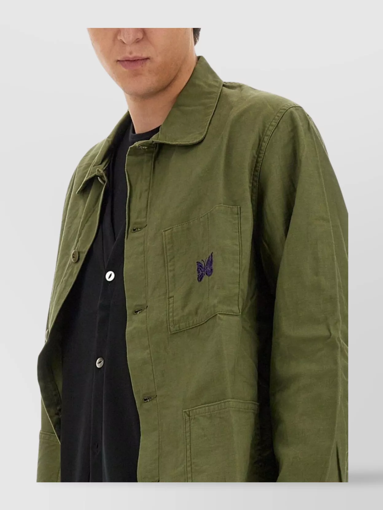 NEEDLES LOGO EMBROIDERED SHIRT FEATURING POCKETS