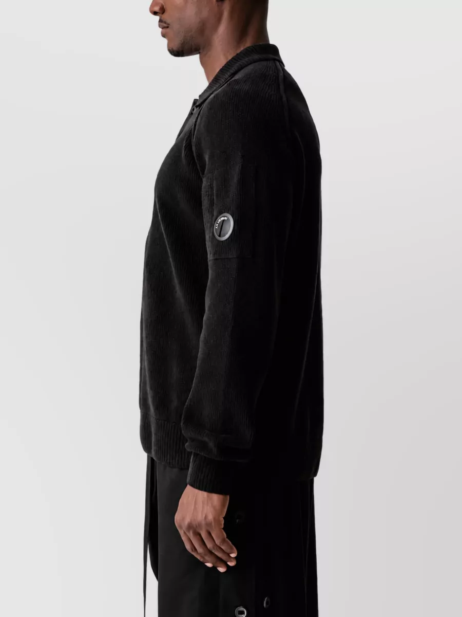 C.p. Company Chenille Cotton Polo Sweater