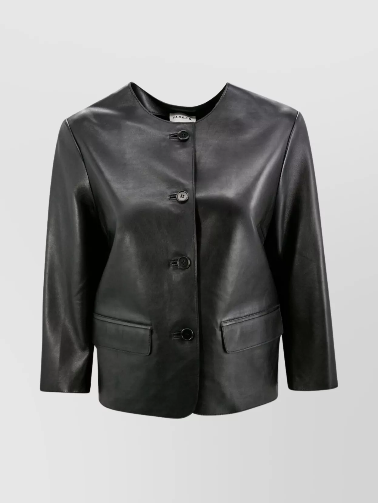 Shop P.a.r.o.s.h Structured Lambskin Buttoned Jacket In Black