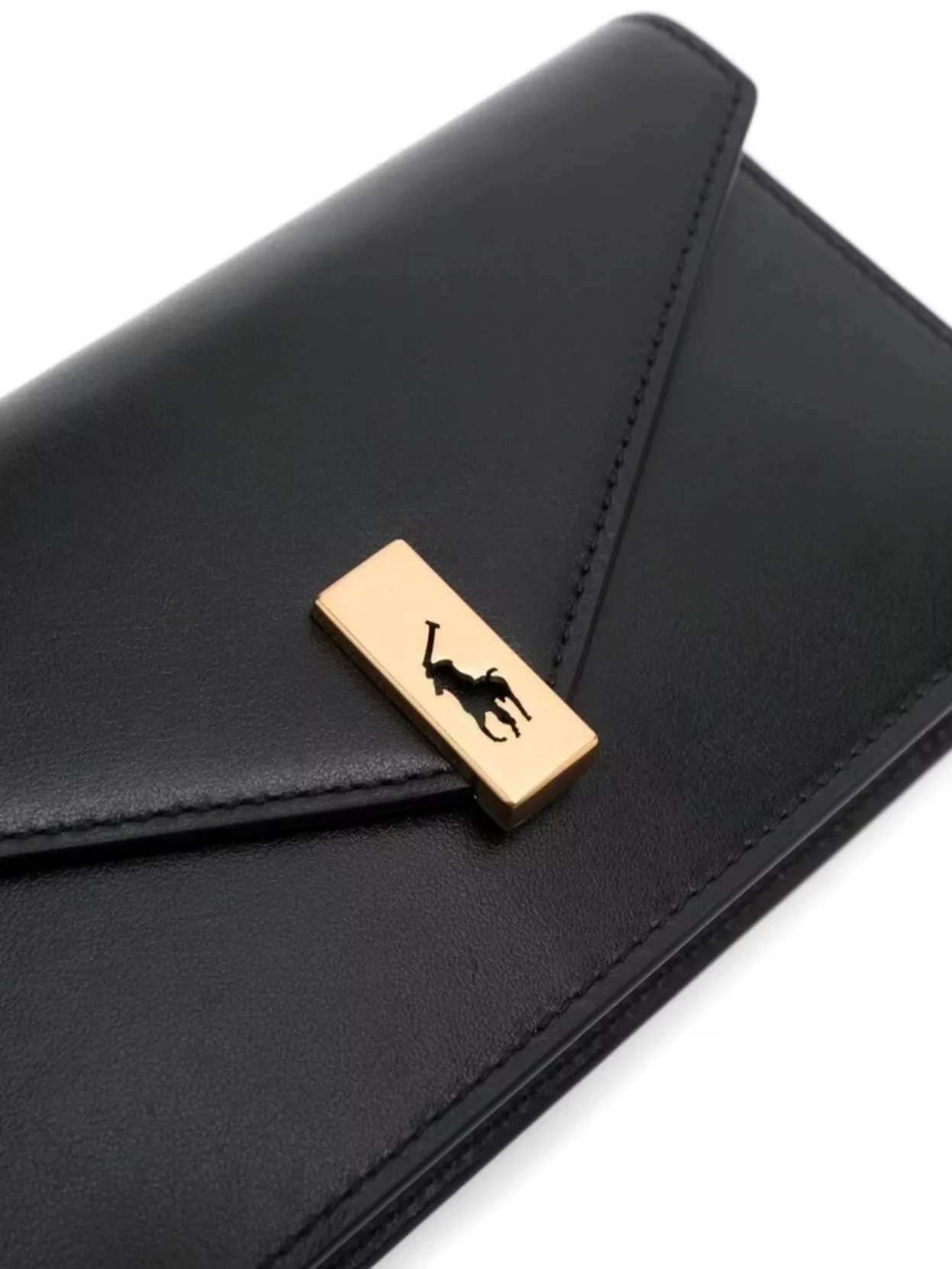 Ralph Lauren Envelope Shape Leather Cross-body Bag In Black