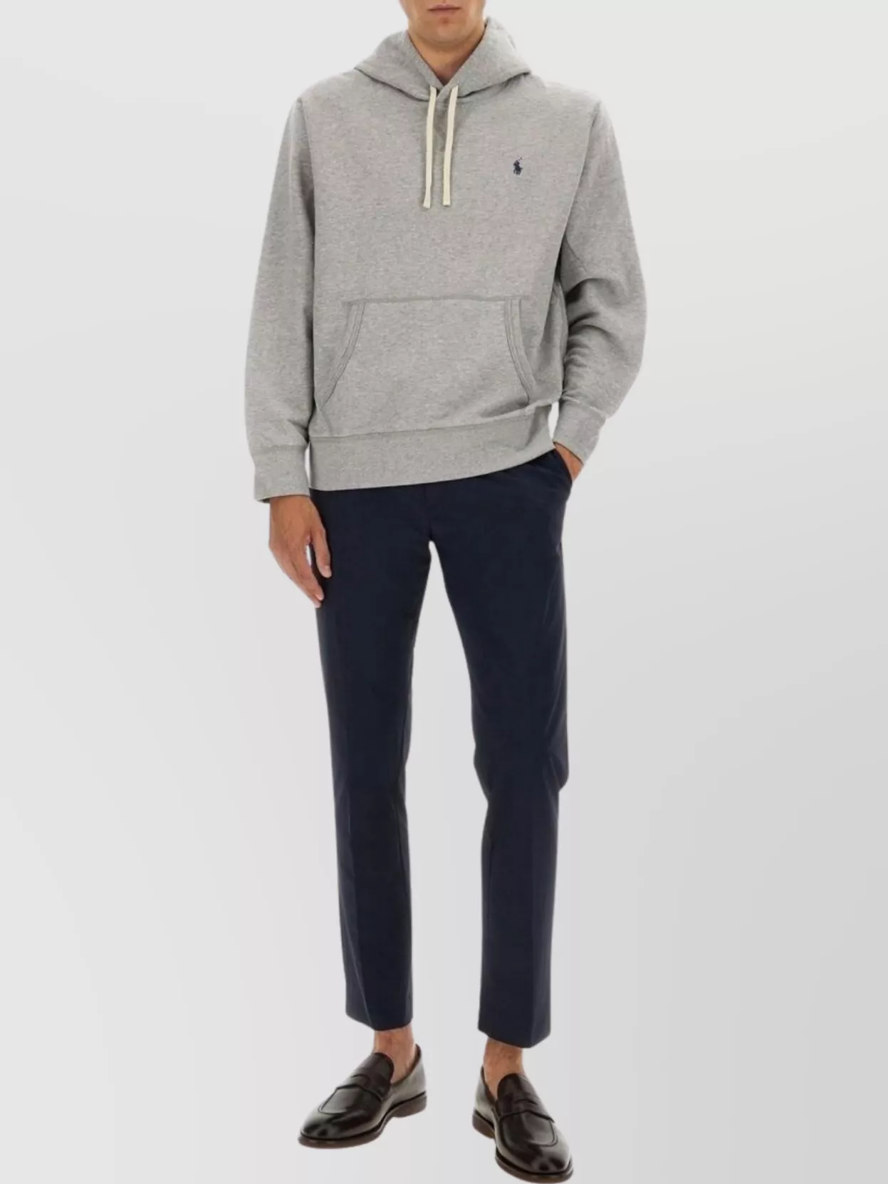 Polo Ralph Lauren Classic Pullover Hoodie With Drawstring In Gray