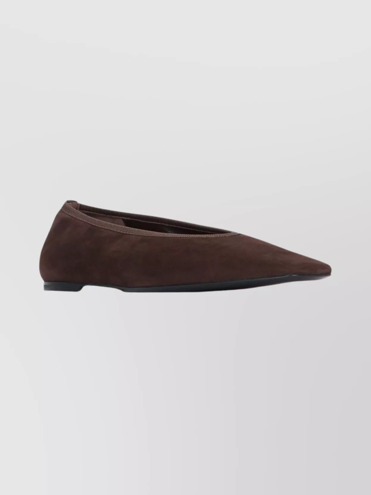 Totême Pointed Toe Suede Flat Ballerina Shoes In Brown